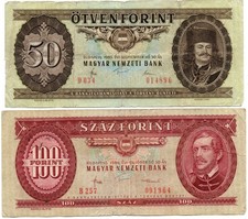 2 Banknoten Ungarn 50 & 100 Forint    gebrauchte Geldscheine