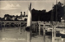 Ak Friedrichshafen am Bodensee, Jachthafen, Segelboot - 4883005