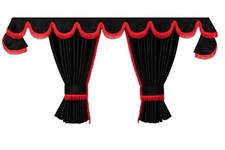 LKW Vorhänge MAN TGX TGS TGL TGA TGM -7tlg Set schwarz rot mit  Borde & Haken