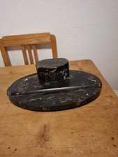 Antike Schreibtisch Garnitur Incl  2 Tintenfässchen Marmor