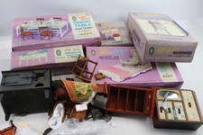 Puppenstube verschiedene Möbel Vintage verpackt Marx Holz Zubehör usw