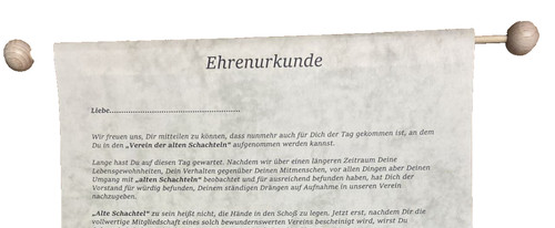 Ehrenurkunde aufnahme den - aufnahme, in