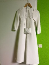 Emmerling festliches Kleid Gr. 156 weiß elegant Langarm Raffungen