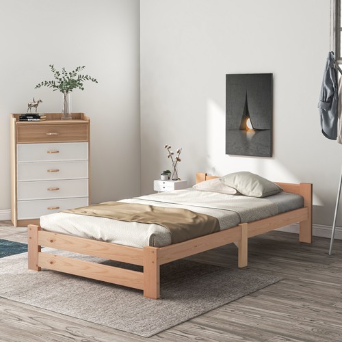 Einzelbett massivholz kiefer - massivholz,