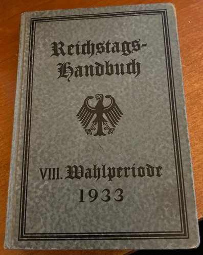 Reichstags handbuch - reichstags-handbuch, (1933)