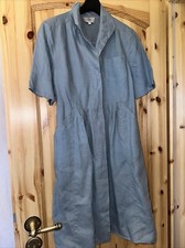 Noa noa Leinenkleid hellblau mit Kragen und Taschen Größe S