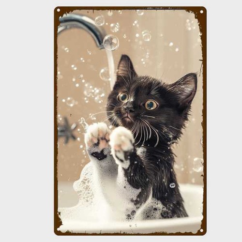 Blechschild katze nimmt - katze,