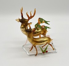 Alte Lauscha Bimini Glasfigur Figur Hirsch Hohlglas Gold Glaskunst Tierfigur