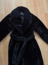 Zara Fellmantel Fake Fur lang schwarz Gr. S