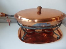 STÖCKLI seltene Kupferdeckelpfanne mit 2 Rechauds oval D:33cm Schweiz