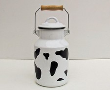 vintage Milchkanne aus Emaille, Farbe schwarz weiß,2,5 Liter