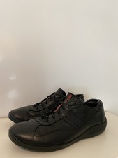 Prada Men's Black AMERICA'S CUP All Leather RED LOGO Line-A SNEAKERS Size 44