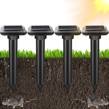 4x Maulwurfabwehr Solar Ultraschall Wühlmausschreck Tiervertreiber Gartenabwehr
