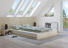 Niederflurbett metallfrei 140x200 Futon metallfrei Lattenrost Fichte unbehandelt