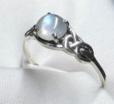 Ring 925 Silber Gr. 19,1 (60)  Mondstein mit Blauschimmer UNENDLICHKEIT Unikat
