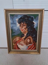 ❤️ Bild Wandbild gestickt bestickt Die Zigeunerin DIY Vintage Antiquität