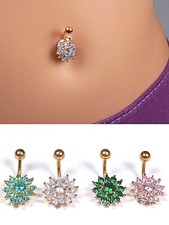 Modische Banane Piercing Gold Bauchnabel Zirkonia Kristall Gebogener Stab Kette