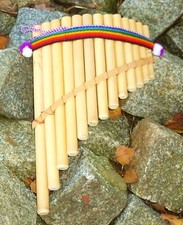 Panflöte Bambus 30 cm, 13 Röhren, Peru Indianer Inka Musik, Indio Kostüm Flöte 