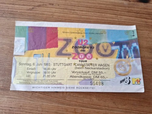 Zooropa tour ticket - u2,