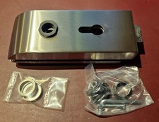 Glastürbeschlag Glastür Schloßkasten Edelstahl matt ohne Griffe PZ gelocht #9416