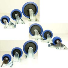 Transportrollen Lenkrollen Bockrollen BREMSE BLUE WHEEL 80 100 125 160 200 mm