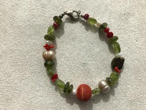 Armband koralle peridot - koralle,