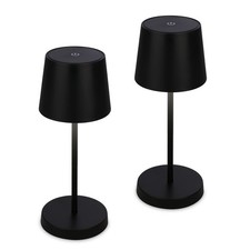 Akku LED Tischleuchte 2er Set IP44 Touchdimmer USB Aufladbar Tischlampe Schwarz
