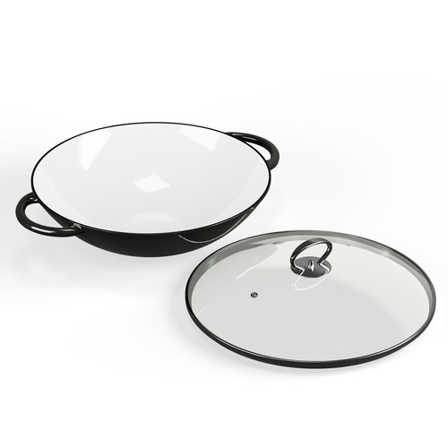 Wok pfanne mit deckel 37cm - pfanne,