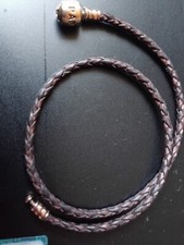 Pandora 585 Gelbgold WickelArmband Leder ca 33 cm in Braun