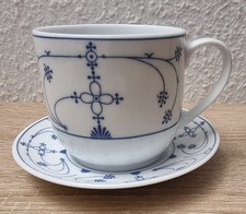 Tasse Kakao Becher mit Untertasse H Porzellan Unterglasur Indisch Blau 