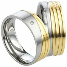 2 Ringe Eheringe mit Diamant