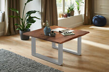 Couchtisch Baumkante 80 x 80 cm Nussbaum Silber  B-WARE 42267