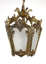 Wunderschöne Spanische Massiv Messing-Geschliefe Glas Hollampe, Lüster 1 Flammig