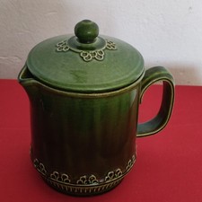 Keramik Kaffeekanne Teekanne Grün Made in Germany. Mit Blumendekor. Kanne.