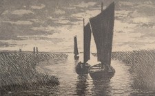 Worpswede Teufelsmoor Die Hamme Radierung Handsigniert Cornelius Rogge 1868-1949