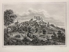 Otzberg Odenwald Dilder 1837 Antiquarisch Radierung Stahlstich Platz Stadt Burg
