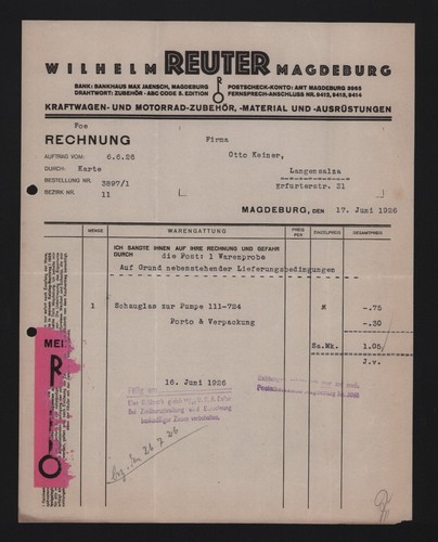 Magdeburg rechnung 1926 - rechnung,
