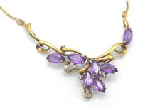 Halskette 585 GOLD 14 Karat Gelbgold Collier collana Amethyst necklace G1208/25