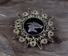 Brosche Silber Sterling Onyx