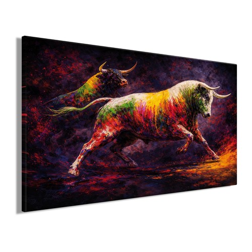 Wandbild bunter stier - wandbild,