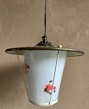 Hängelampe Glas selten weiß /bunt vintage alt