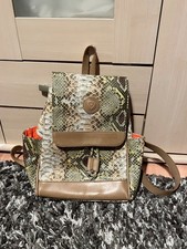 Schlangenmuster Rucksack Animal Print Snake - Schwarz/Beige Innenfächer