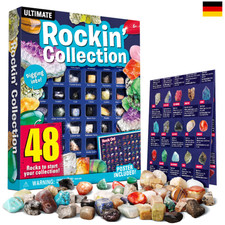 Edelsteine Sammlung | 48 Stück Naturstein | Lernset für Kinder