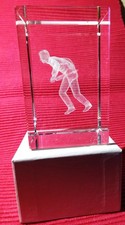 3D GLASWÜRFEL KRISTALL Tennisspieler  Lasergravur in Geschenkbox