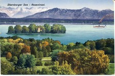 AK Feldafing, Roseninsel, gel. 1924 an die Generaloberin in Ursberg