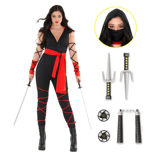 Rotes ninja kostüm für damen - rotes,