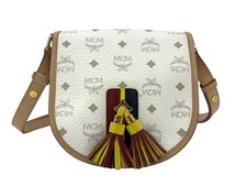 MCM 2Way Visetos Crossbody Bag Weiß LogoPrint Tasche Umhängetasche Small