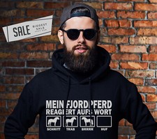 SALE Fjordpferd Pferd reiten Wort Pferdemotiv Sweatshirt Sprüche Unisex Hoodie L