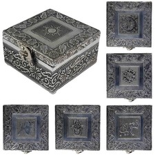 Schachtel Metall silber Samt