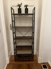 Industrie Loft Design Regal schmal schwarz Metall Vintage Holz